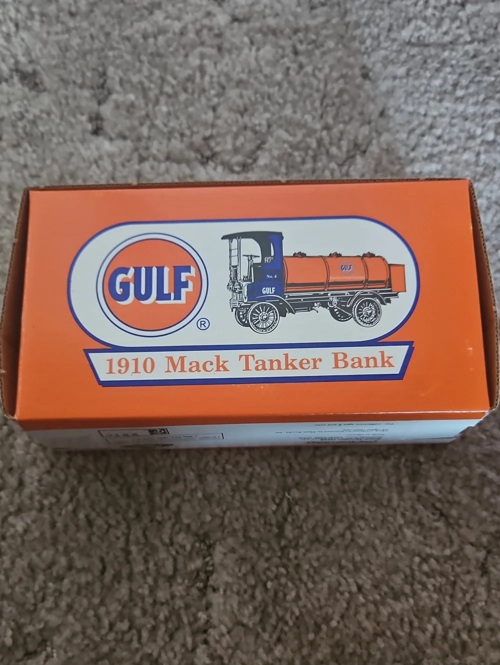 1910 Mack Tanker Bank - Orange Kids Toy Bank
